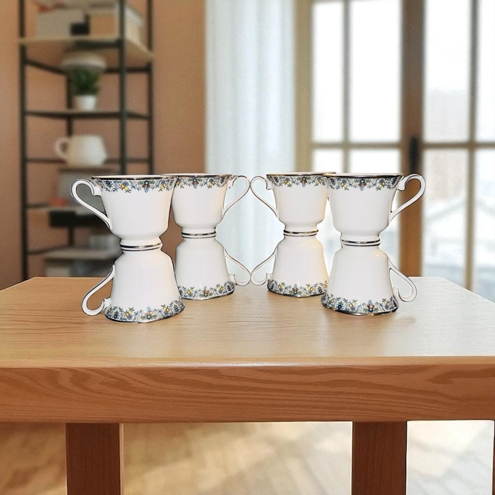 Royal Doulton Made In England Flowerlace set of 8 Coffee Tea Cups